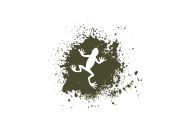 tribal frog reversed logo brown